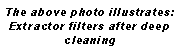 Text Box: The above photo illustrates: Extractor filters after deep cleaning